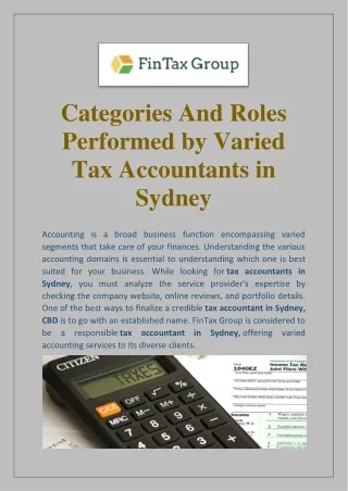 Categories And Roles Performed by Varied Tax Accountants in Sydney