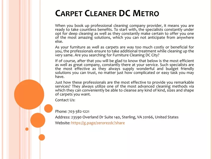 carpet cleaner dc metro