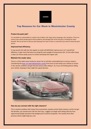 top reasons for car wash in westchester county