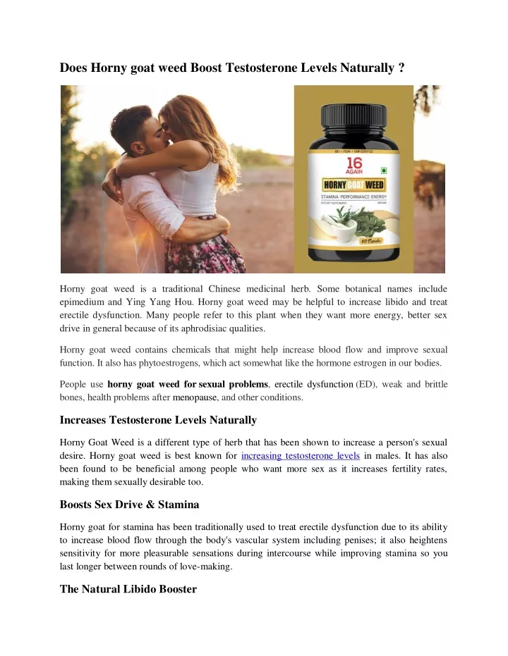 does horny goat weed boost testosterone levels