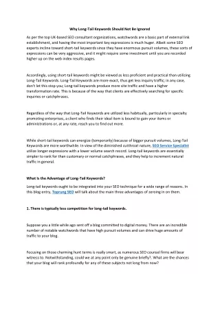 why long tail keywords should not be ignored