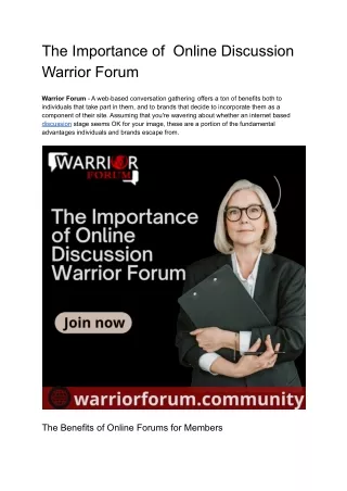 the importance of online discussion warrior forum