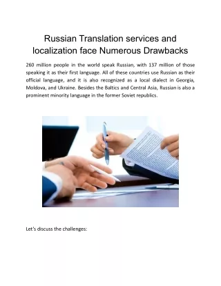 Russian Translation services and localization face Numerous Drawbacks