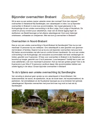 bijzonder overnachten brabant