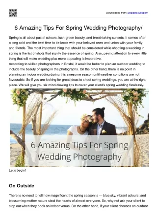 6 Amazing Tips For Spring Wedding Photography/