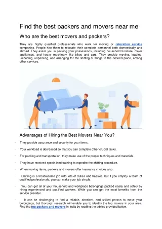 find the best packers and movers near