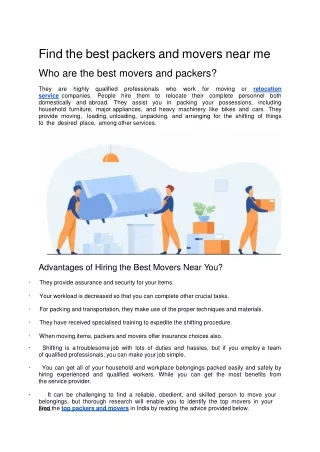 find the best packers and movers near