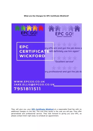 what are the charges for epc certificate wickford