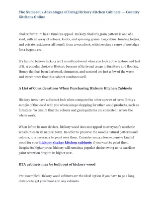 the numerous advantages of using hickory kitchen