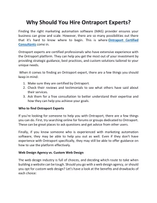 Why Should You Hire Ontraport Experts?