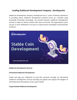 leading stablecoin development company