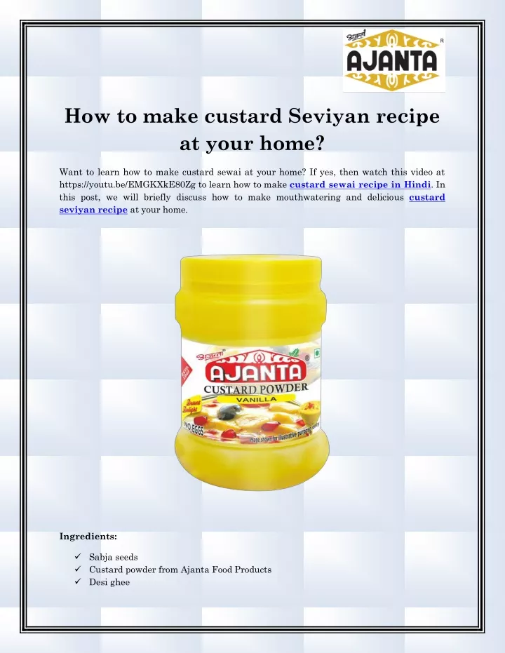 how to make custard seviyan recipe at your home