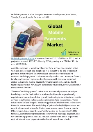 Mobile Payments Market Analysis By 2022-2030