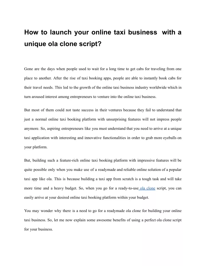 how to launch your online taxi business with a