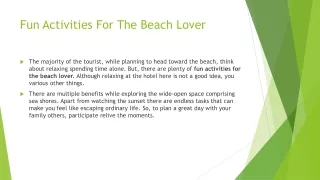Fun Activities For The Beach Lover