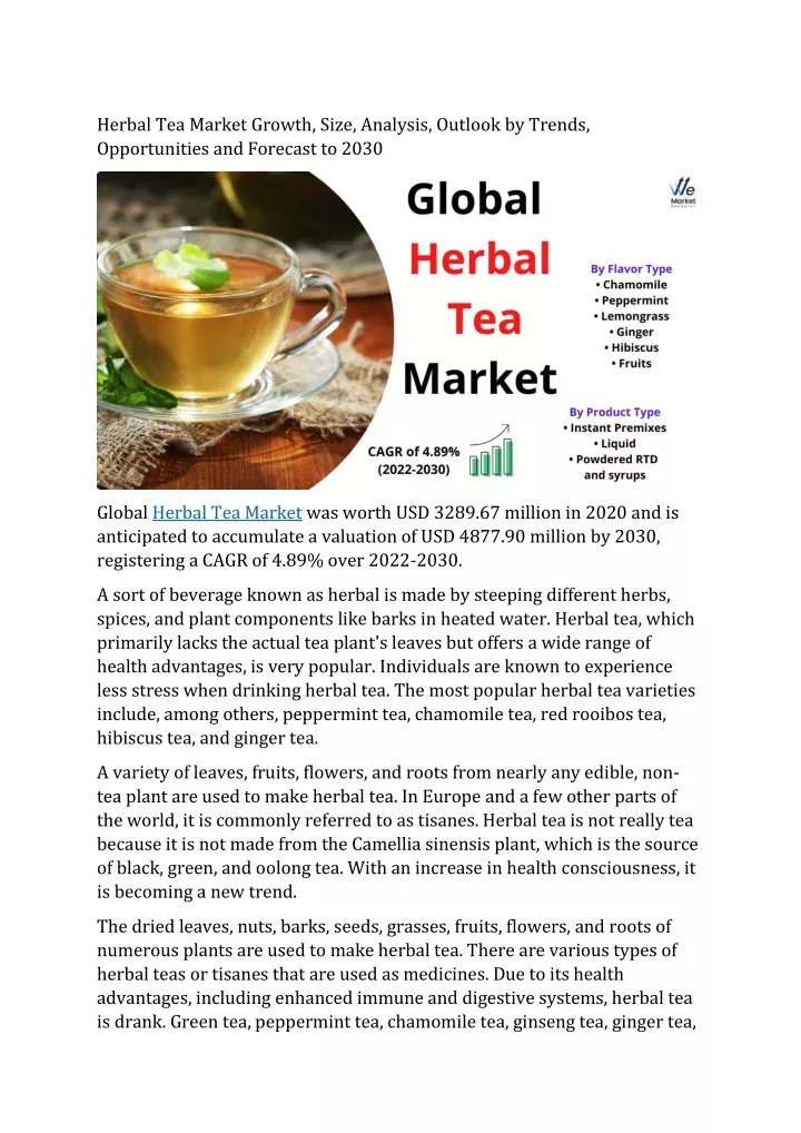 herbal tea market growth size analysis outlook