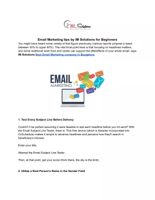 Email Marketing tips by IM Solutions for Beginners