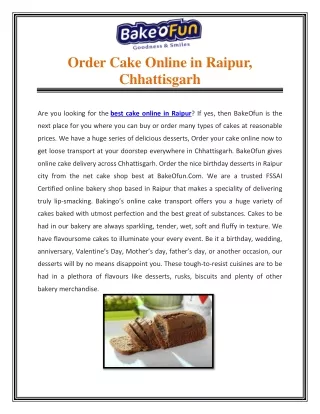Order Cake Online in Raipur, Chhattisgarh
