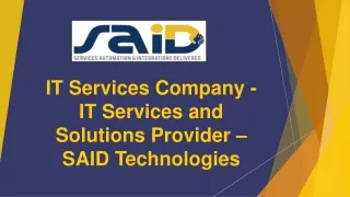 IT Services Company - IT Services and Solutions Provider - SAID Technologies