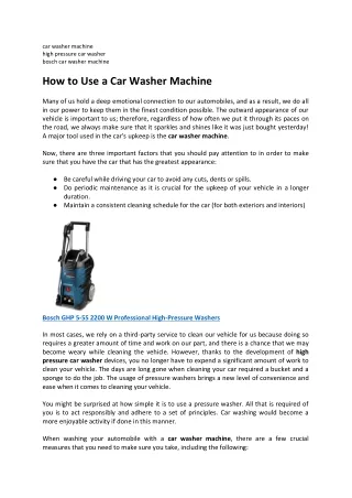 car washer machine high pressure car washer bosch