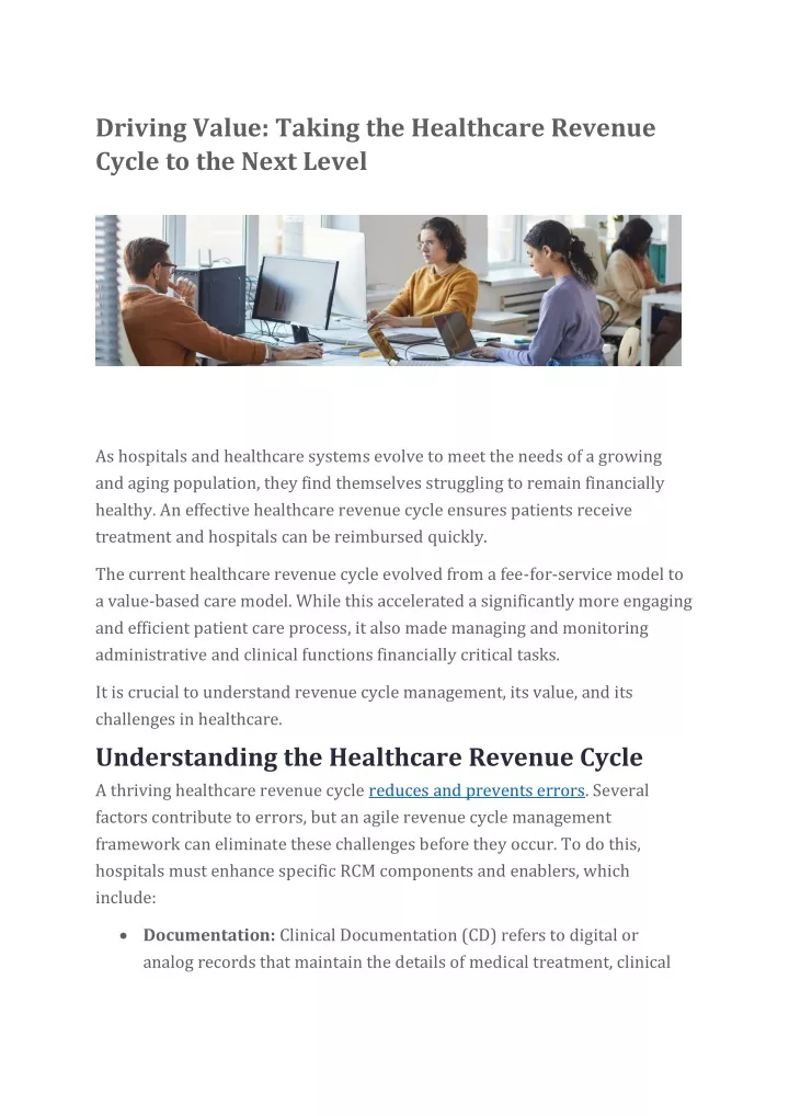 driving value taking the healthcare revenue cycle