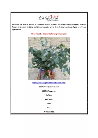 Vista Florist  Californiaflowergrowers.com