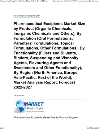 pharmaceutical excipients market size share