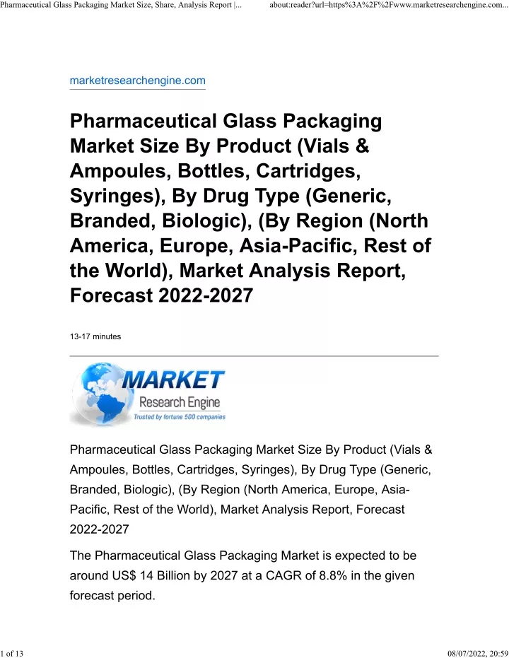 pharmaceutical glass packaging market size share