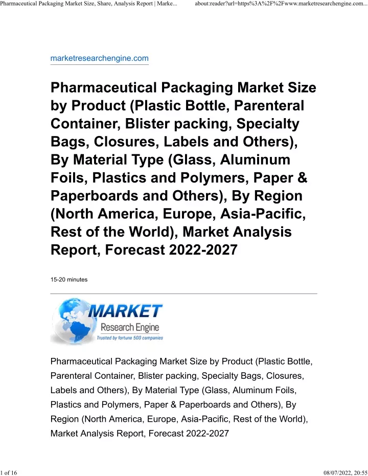 pharmaceutical packaging market size share