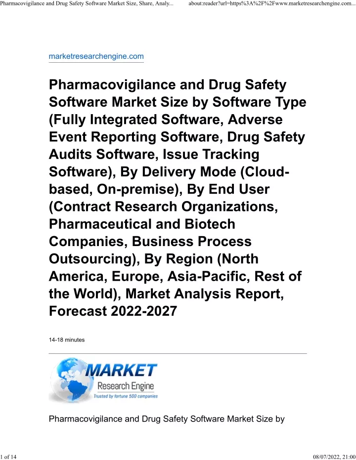 pharmacovigilance and drug safety software market