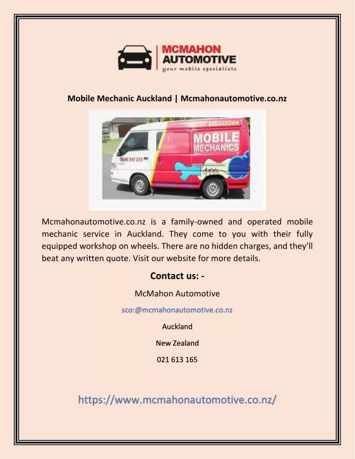 mobile mechanic auckland mcmahonautomotive co nz