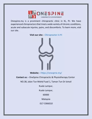 onespine my is a prominent chiropractic clinic