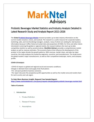 probiotic beverages market probiotic beverages