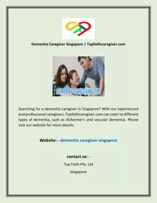 Dementia Caregiver Singapore