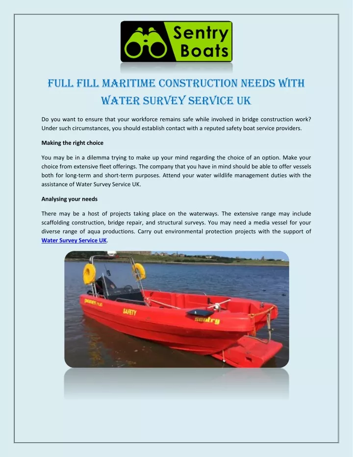 full fill maritime construction needs with water