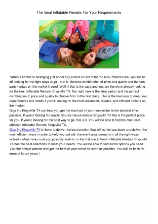 the ideal inflatable rentals for your requirements