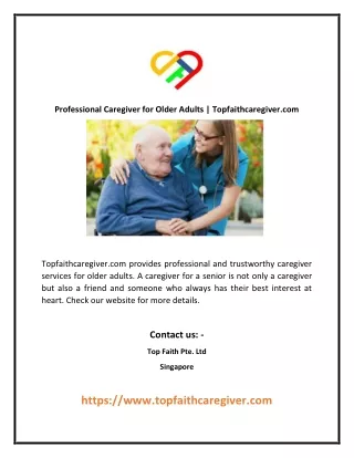 Professional Caregiver for Older Adults