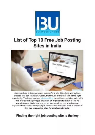 List of Top 10 Free Job Posting Sites in India