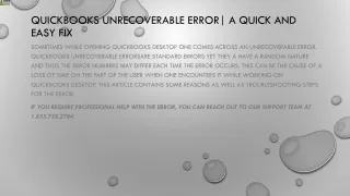 quickbooks unrecoverable error a quick and easy fix