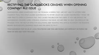 rectifying the quickbooks crashes when opening company file issue