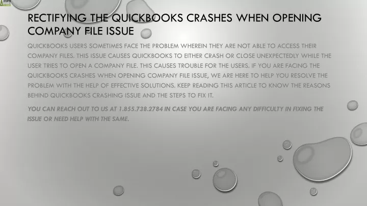 rectifying the quickbooks crashes when opening company file issue