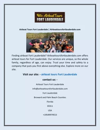 Airboat Tours Fort Lauderdale