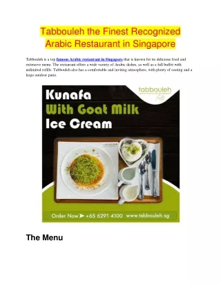 Tabbouleh the Finest Recognized Arabic Restaurant in Singapore