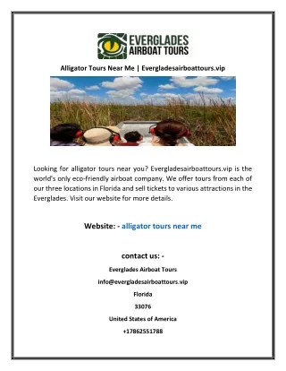 Alligator Tours Near Me