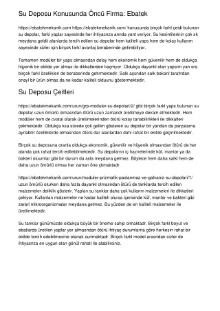 su deposu konusunda nc firma ebatek https