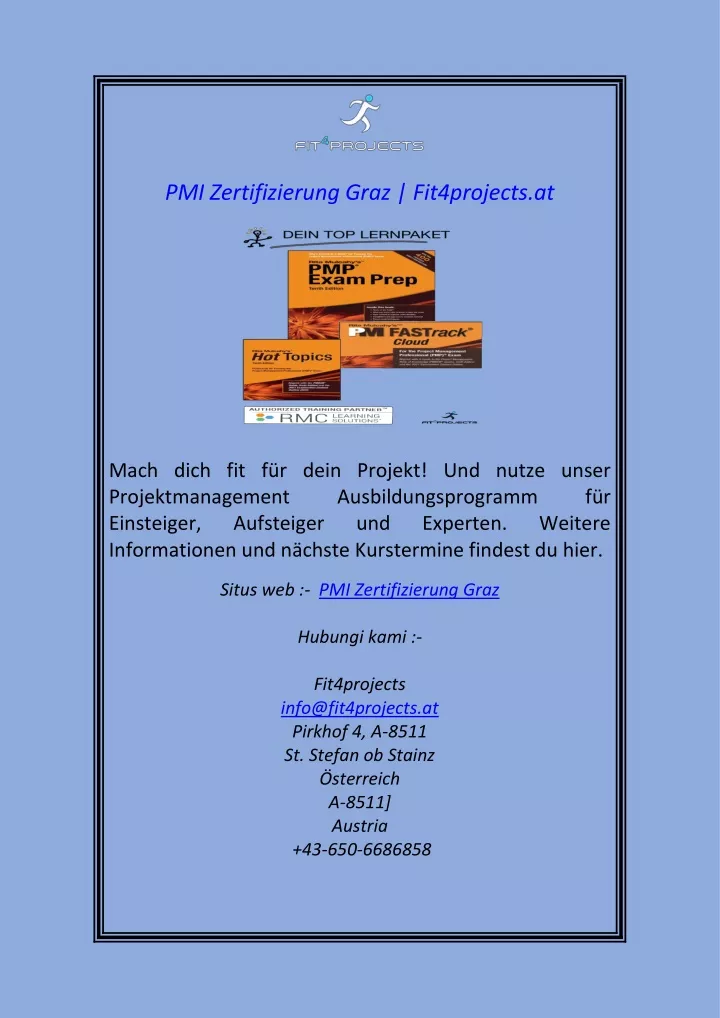 pmi zertifizierung graz fit4projects at