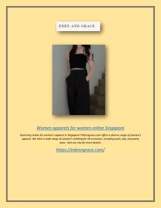 Women Apparels for Women Online Singapore | Edenngrace.com