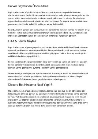 server sayfasnda nc adres https dehost