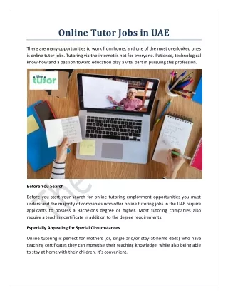 Online Tutor Jobs in UAE