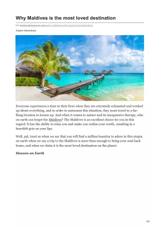 why maldives is the most loved destination